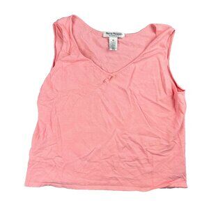 Rena Rowan Essentials Womens Tank Blouse Size XL Pink Sleeveless V Neck